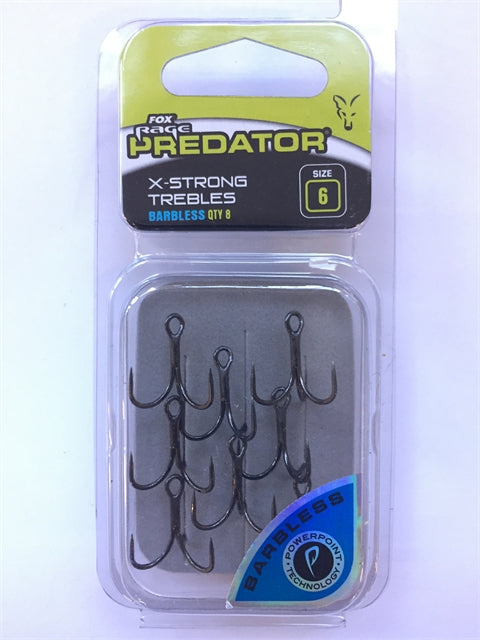 Fox Rage Predator X-Strong Trebles Barbless