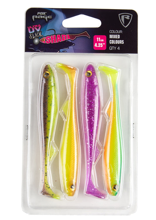 Fox Rage Slick Shad Mixed Colour Packs UV 11-13cm